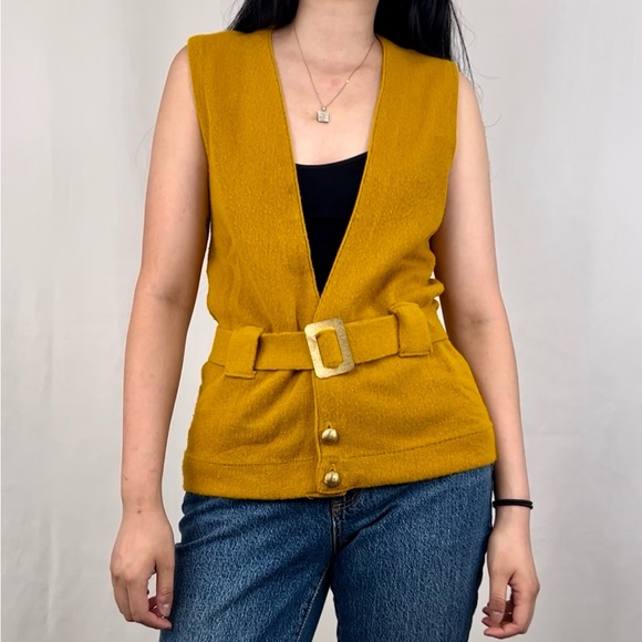 Vintage The Pit On Shop Yellow Knit Vest Sweater Vest - Picture 1 of 8